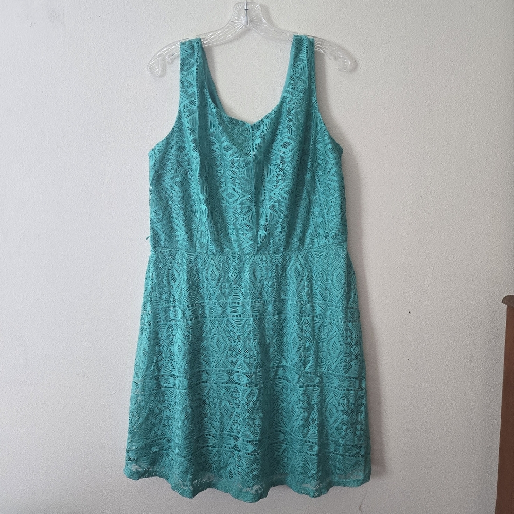 Teal lace dress